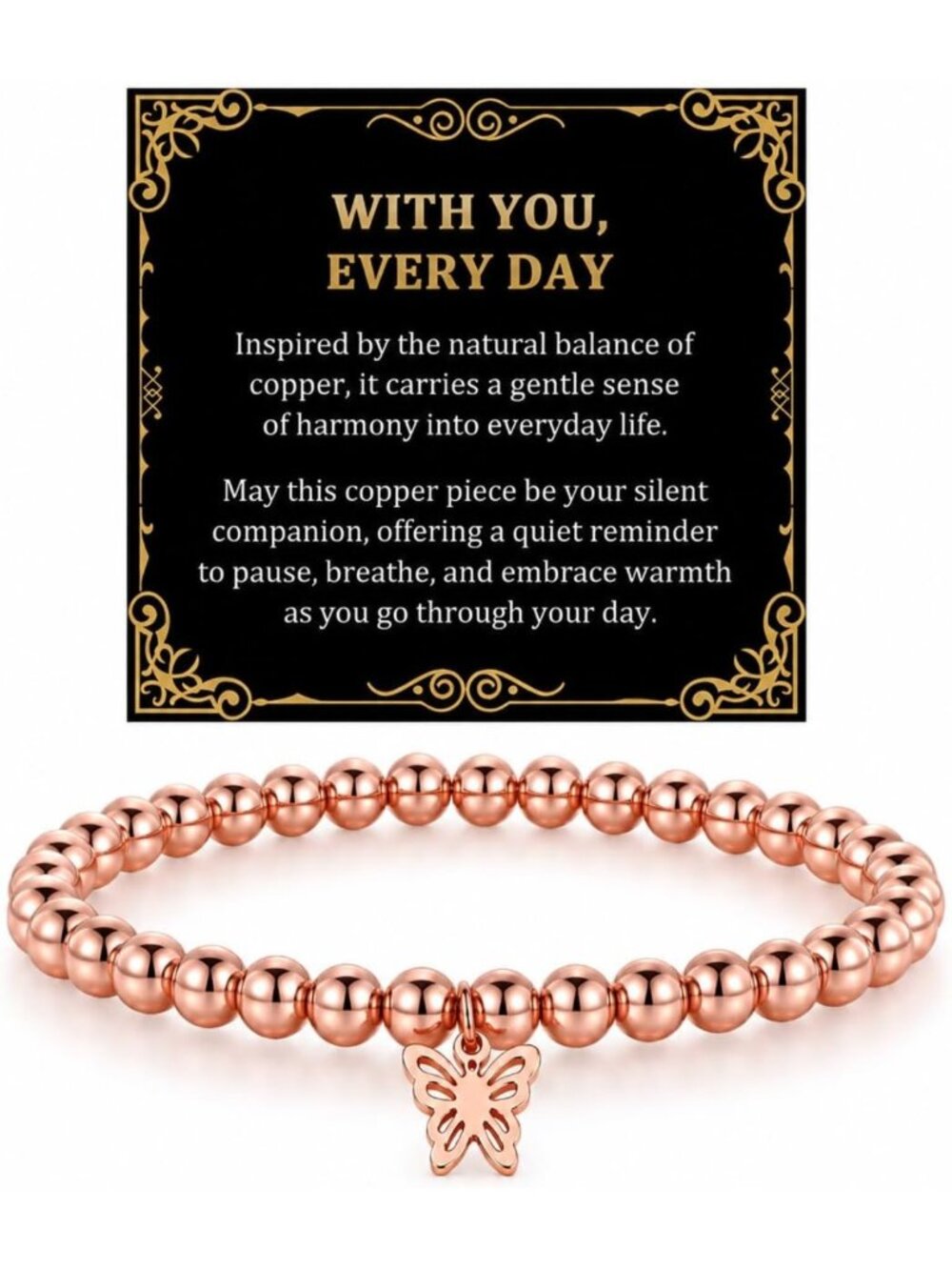 Stylish Copper Beaded Bracelet for Him & Her, Unique Pure Copper Jewelry Gift